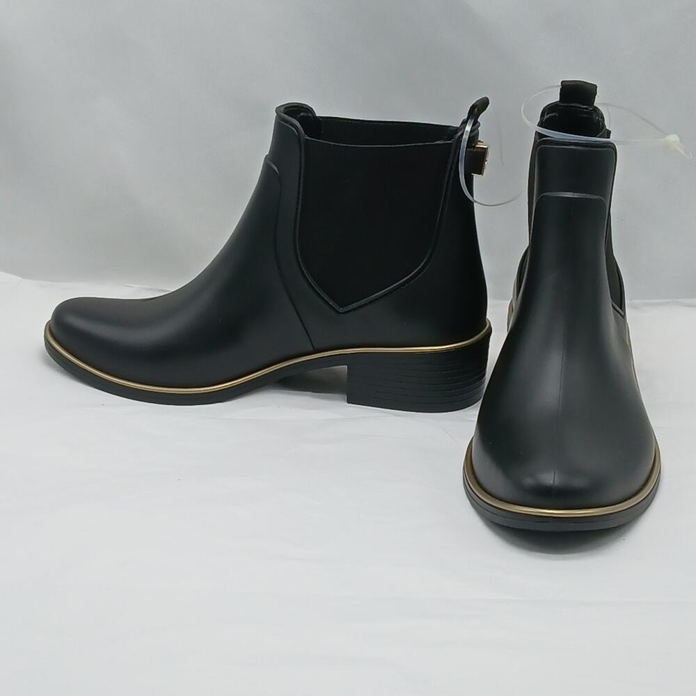 Kate Spade Solstice Chelsea Rain Boots Women's Size 6 Black Rubber Shoes Ankle - Picture 3 of 9